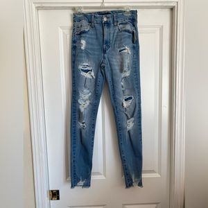 New Aeropostale Size 8 Reg High Rise Curvy Denim Distressed Jeggings Jeans